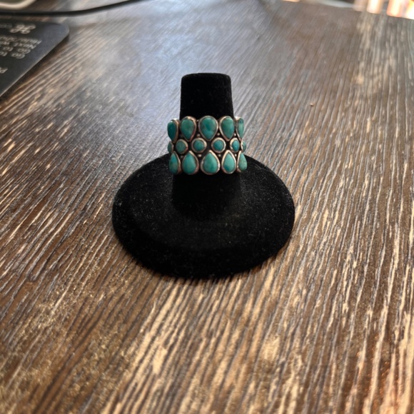 NEW - Turquoise & Sterling Silver Teardrop Bezel-Cut Ring - 6 1/2 - Picture 5 of 15